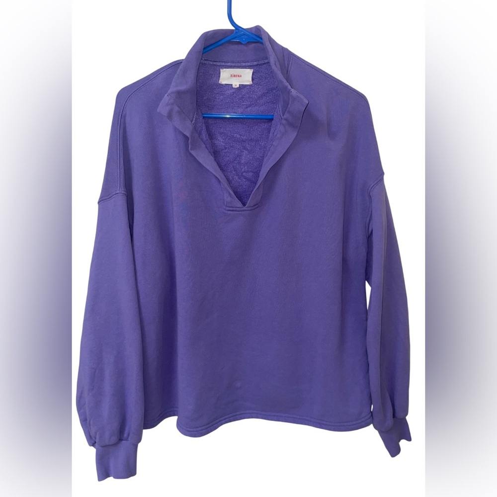 XIRENA Reid Sweatshirt Size XS XSmall Purple Long Sleeve V-neck Pullover Cotton